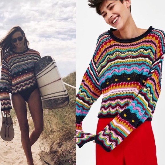 Zara Oversized Crochet Sweater 
